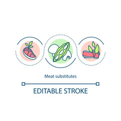 Meat substitutes concept icon. Healthy main meal ingredients. Vegan ingredients. Vegetarian lifestyle idea thin line illustration. Vector isolated outline RGB color drawing. Editable stroke