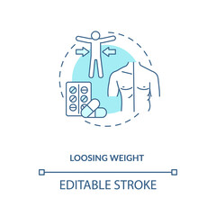 Losing weight concept icon. Probiotics health benefits idea thin line illustration. Belly bloat reducing. Probiotic foods. Digestive health. Vector isolated outline RGB color drawing. Editable stroke