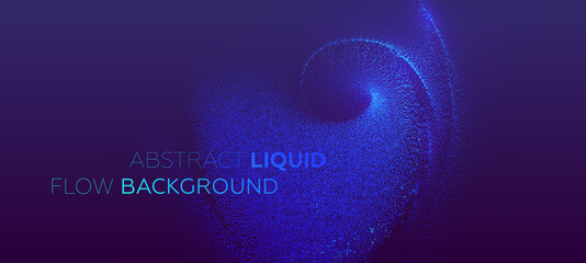 Glowing particles liquid dynamic flow background. Trendy fluid cover design. Eps10 vector illustration