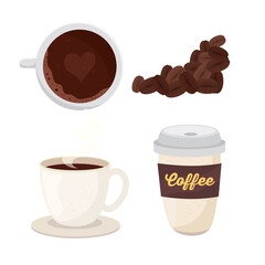 coffee drink with set icons vector illustration design
