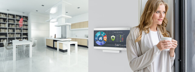 Woman on Cozy automated modern interior © FrankBoston