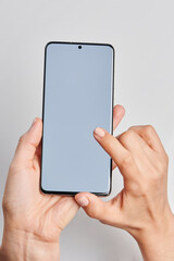 Pressing on touchscreen of smartphone