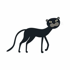 Cute black panther cartoon isolated on white background