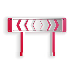 Paper cut Safety barricade symbol icon isolated on white background. Traffic sign road. Road block sign. Paper art style. Vector.