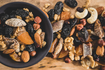 fresh and delicious dried fruits on the table