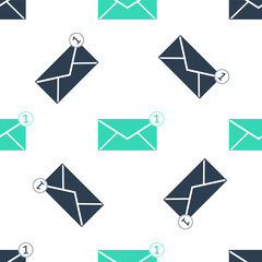 Green Envelope icon isolated seamless pattern on white background. Received message concept. New, email incoming message, sms. Mail delivery service. Vector.