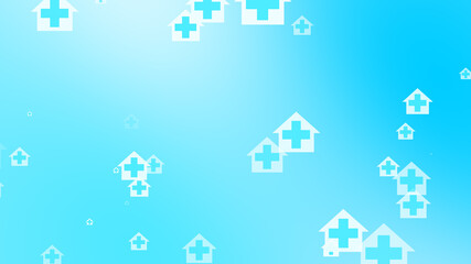 Medical health blue cross on home pattern background. Abstract banners with prevent virus infection and healthcare stay home concept.