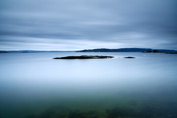 Still as nothing else. Oslofjord in autumn. Shot with long exposure.