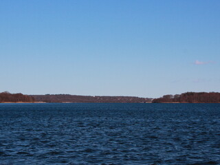 Dark Blue Large Lake with Small Waves