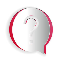 Paper cut Question mark in circle icon isolated on white background. Hazard warning symbol. Help symbol. FAQ sign. Paper art style. Vector.
