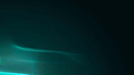 Dot green wave light screen gradient texture background. Abstract  technology big data digital background. 3d rendering.