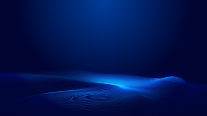 Dot blue wave light screen gradient texture background. Abstract  technology big data digital background. 3d rendering.