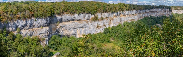 Baume-Les-Messieurs, France - 09 01 2020: View of the Baume-Les-