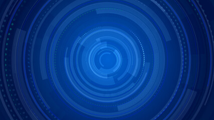 Circle blue neon light technology Hi-tech dark background. Abstract graphic digital future concept design.
