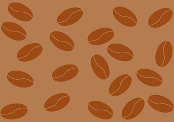 Semillas de café en un fondo marrón.