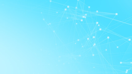 Abstract blue white polygon tech network with connect technology background. Abstract dots and lines texture background. 3d rendering.