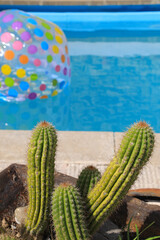 piscina exterior azul balón de plástico flotante casa rural país vasco 4M0A3399-as20