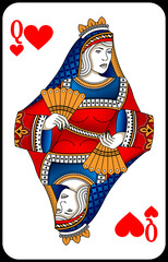 Poker playing card queen hearts. New design of playing cards.