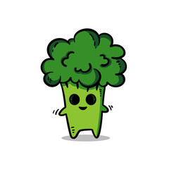 Broccoli cartoon character illustration vector