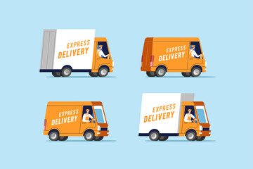 Set of delivery trucks. Vector illustration. © faber14