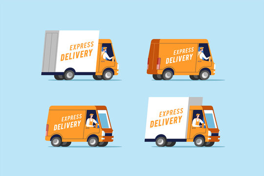 Set Of Delivery Trucks. Vector Illustration.