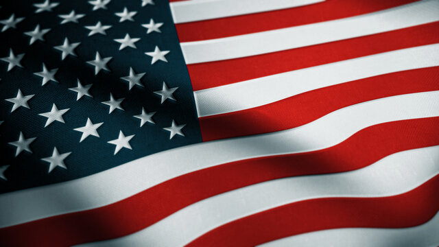 United States of America waving flag. Flag of USA. 3d Rendering