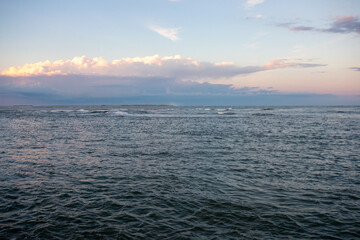A Beautiful View of the Ocean and Sky at the North Wildwood Sea Wall In New Jersey
