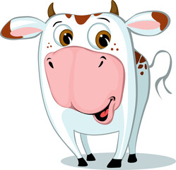 Cute Funny Cow Character Cartoon Vector Illustration