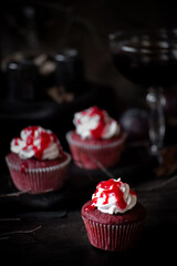 Spooky bloody Halloween red velvet cupcakes