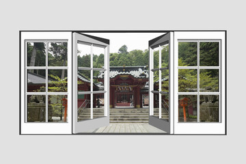 窓から箱根神社