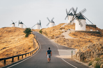 amazing view of consuegra famous windmills. Spain