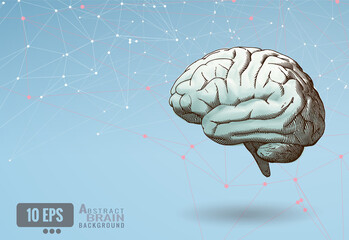 Stylized vintage brain illustration concept BG