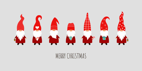 Set of 7 Christmas gnomes