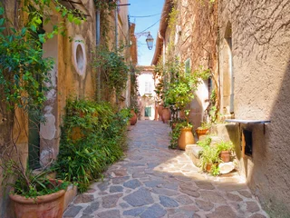 Papier peint photo intissé Street in Ramatuelle village, French Riviera, Cote d'Azur, Provence, southern France