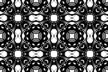 Black and white seamless mandala pattern, illustration