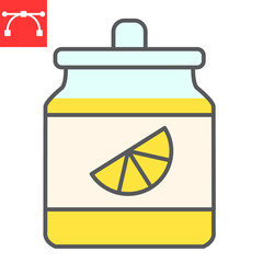 Orange jam jar color line icon, dessert and deliciois, jam sign vector graphics, editable stroke filled outline icon, eps 10.