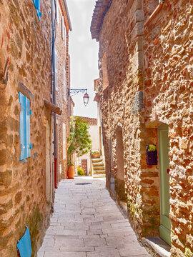 Street in Gassin village, French Riviera, Cote d'Azur, Provence, southern France