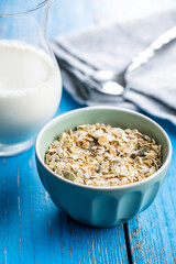 Muesli cereals. Healthy breakfast with oats flakes.