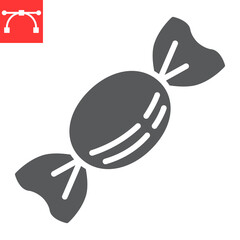 Candy glyph icon, dessert and deliciois, candy caramel sign vector graphics, editable stroke solid icon, eps 10.
