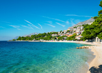 Croatian beach with turquoise sea