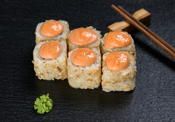 rolls on a black background