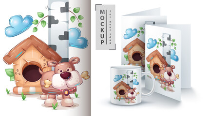 Obraz premium Cute house dog poster and merchandising.