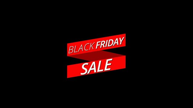 Blackfriday SALE  banner. Sale promo banner special offer red ribbon. Hot sale campaign price tag 
for discount clearance. Big sale online shopping alpha channel included. Motion 4k footage