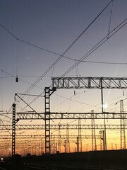 power lines at sunset