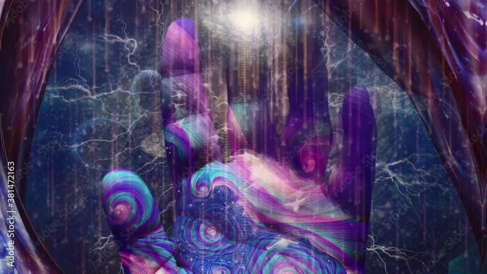 Canvas Prints the hand of creator. warped space and galaxy. animation