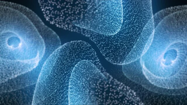Seamless wallpaper with abstract cyan forms. Fractal digital art.