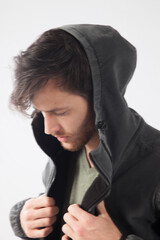 Pensive man in a hoodie