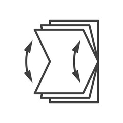 Folding screen reveal icon. Direction arrows for opening and closing. Simple image. Isolated vector on white background.
