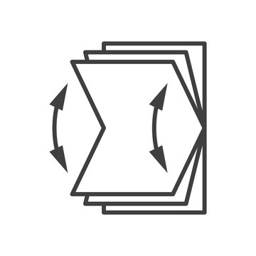 Folding screen reveal icon. Direction arrows for opening and closing. Simple image. Isolated vector on white background.