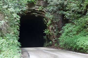 Road through a tunnel of rock